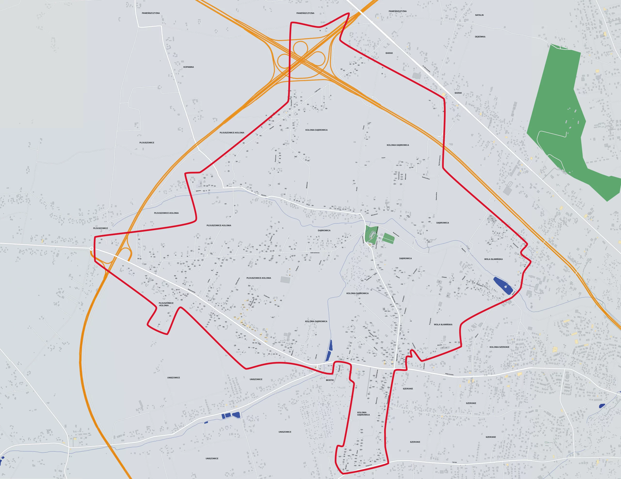 Parafia Narodzenia NMP w Dąbrowicy mapa Parafii Dąbrowica obszar teren miejscowości