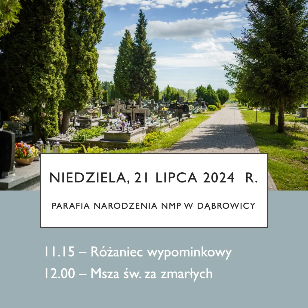 Msza Święta na cmentarzu Parafia Narodzenia NMP w Dąbrowicy Parafia Dąbrowica grafika HD