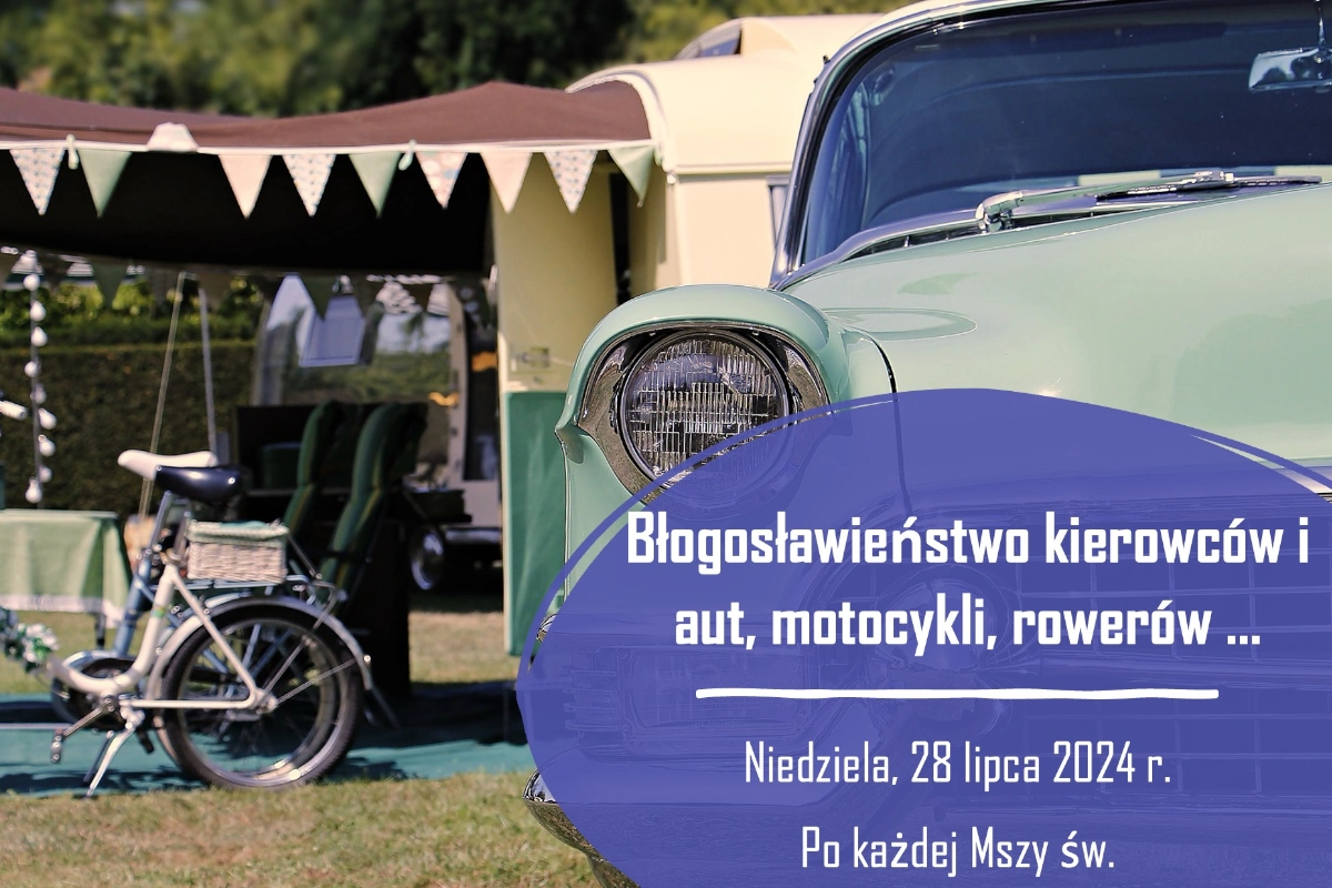 błogosławieństwo kierowców aut motocykli rowerów poświęcenie samochodów Parafia Narodzenia NMP w Dąbrowicy Parafia Dąbrowica grafika HD