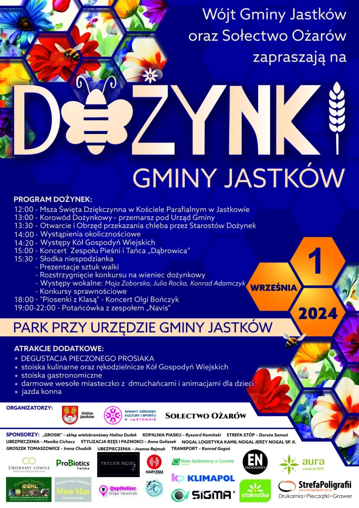 Dożynki Gminy Jastków 2024 plakat Parafia Narodzenia NMP w Dąbrowicy Parafia Dąbrowica